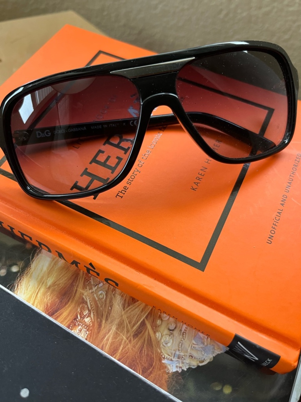 D&G Black Shield Sunglasses with Gradient Black Lenses